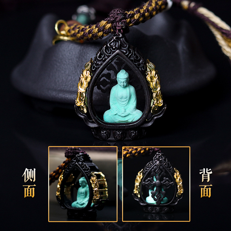 Wholesale Turquoise No Phase Buddha Necklace Female All-Match Sweater Chain Ethnic Style Collectable Beads Necklace Clavicle Chain Jewelry