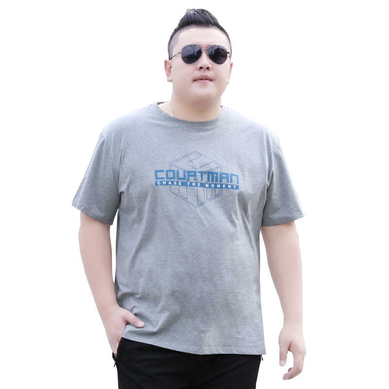 大码男装短袖t恤男士宽松灰色时尚肥佬加肥加大号潮胖子半袖夏季