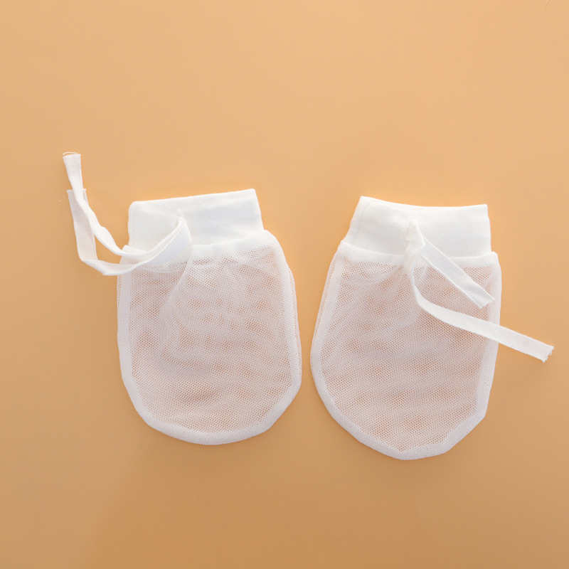 Baby Anti-Scratch Ice Silk Gloves Drawstring Lace Baby Adjustable Gloves Newborn High Elastic Transparent Gloves