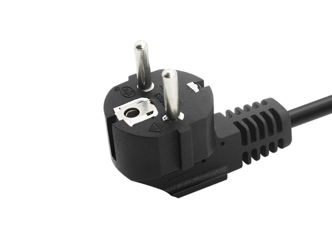 供应欧标插头/法式弯头两圆插带vde认证/0.75/1.0/1.5平方