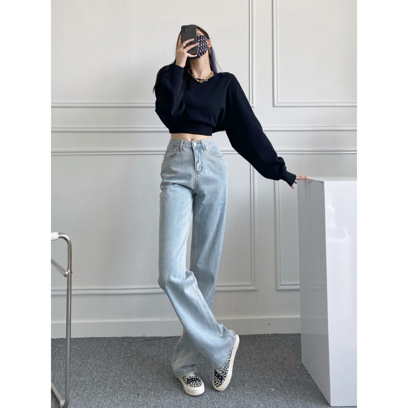 Pink Jeans for Women Spring and Autumn 170 Tall Lengthened Casual Straight Pants 175 Long Loose Drooping Mop Pants Hot