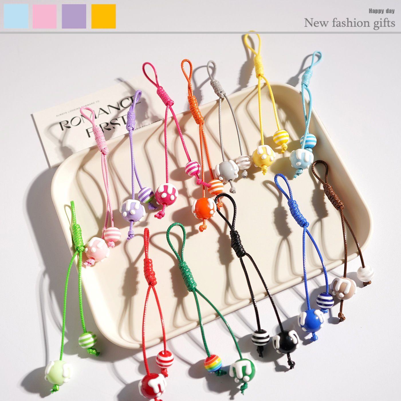 DIY小红书百搭手机壳吊坠奶油珠子汽车钥匙挂件男女精致礼物