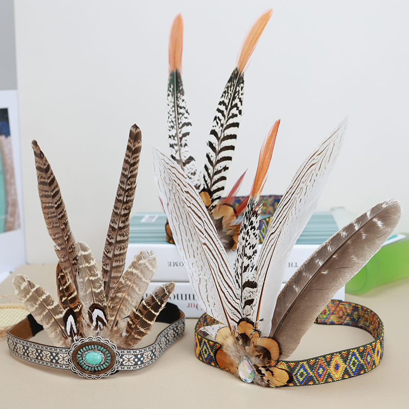 印第安酋长头饰 野人羽毛头饰 波西米亚民族风非洲部落发饰发绳