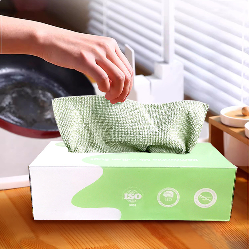 Removable Disposable Lazy Rag Ultra-Fine Fiber Kitchen Dish Cloth Scouring Pad Thickened Decontamination Cleaning Rag