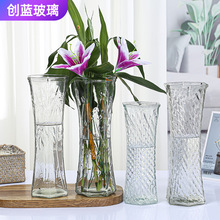 花瓶玻璃家居摆件富贵竹大号花瓶玻璃透明厂家百合插花瓶批发花器