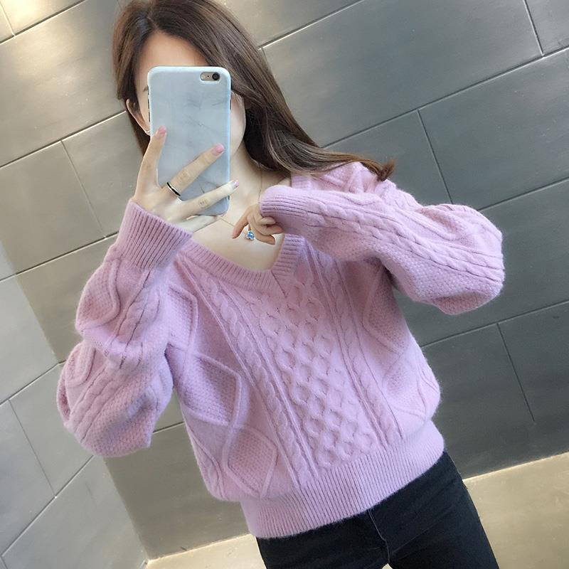 低领短款v领毛衣女24年新款春秋冬内搭小个子鸡心领打底衫宽松