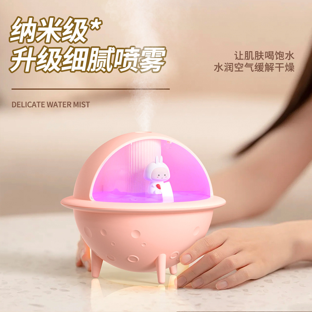 New Home Office Small Bedroom Mute Spray Colorful Night Light Bear Doll Space Capsule Humidifier