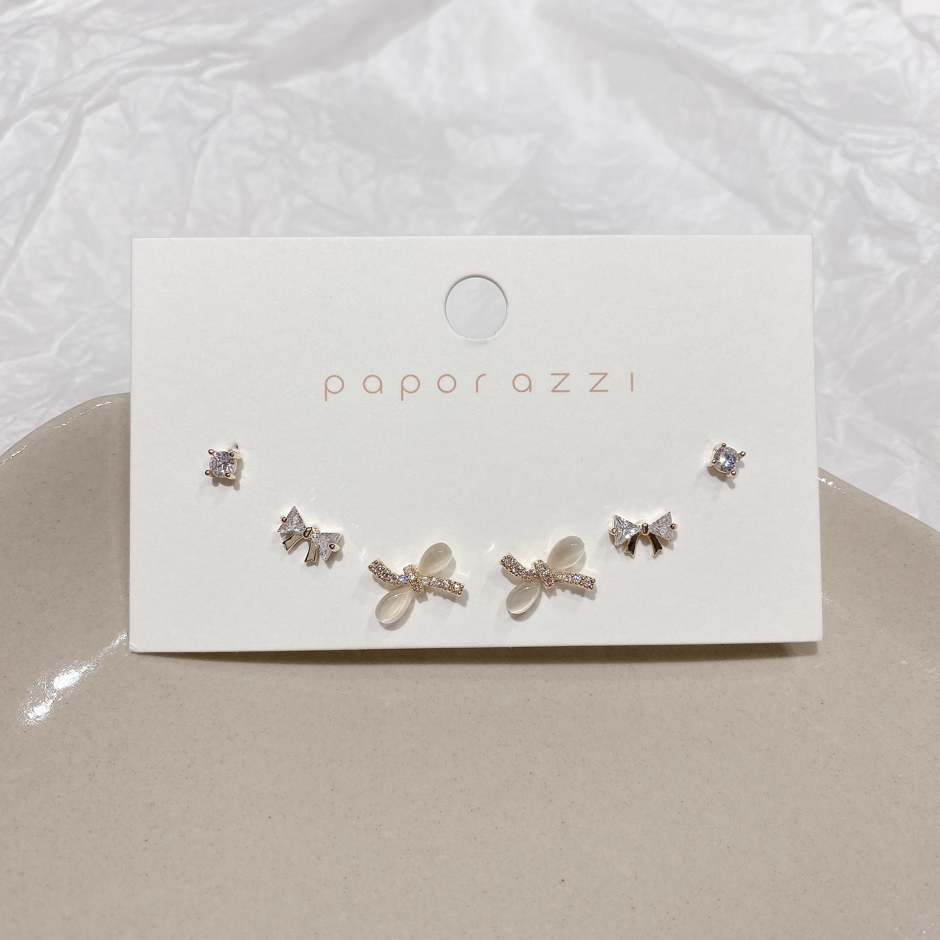 Sterling Silver Needle Japanese and Korean Partysu Bow Stud Earrings Suit Small and Sweet Opal Earrings Student Earrings
