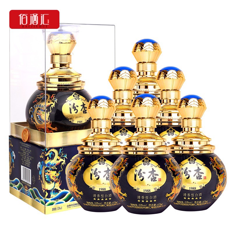 汾杏股份53度1988五星 山西杏花纯粮食清香型白酒整箱475ml*6瓶装