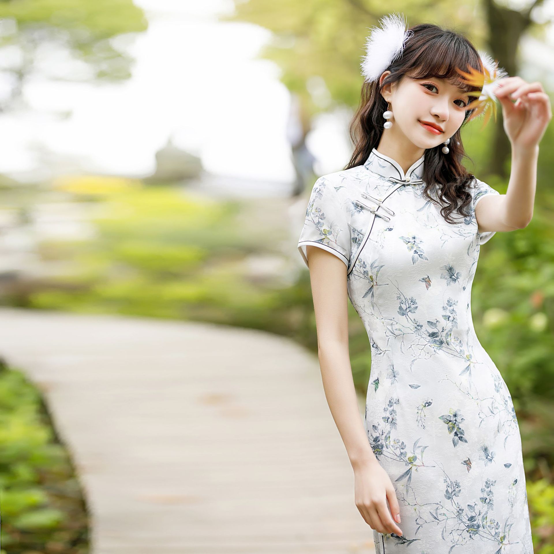 新款高档夏季玉瑶缎旗袍改良少女中长款新式旗袍连衣裙