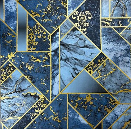 3D Simple Geometric Blue Golden KTV Wallpaper Living Room Background Hotel Bar Restaurant Ceiling Wall Paper