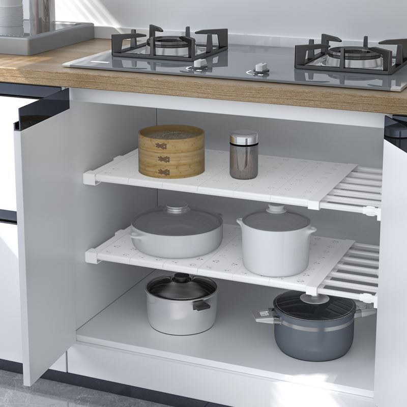 橱柜层板置物架免打孔伸缩厨房整理架家用省空间衣柜收纳分层隔板