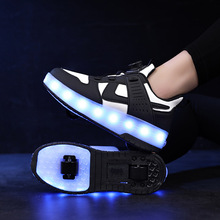 儿童充电暴走鞋自动带灯单双轮溜冰鞋LED发光鞋厂家直销一件代发