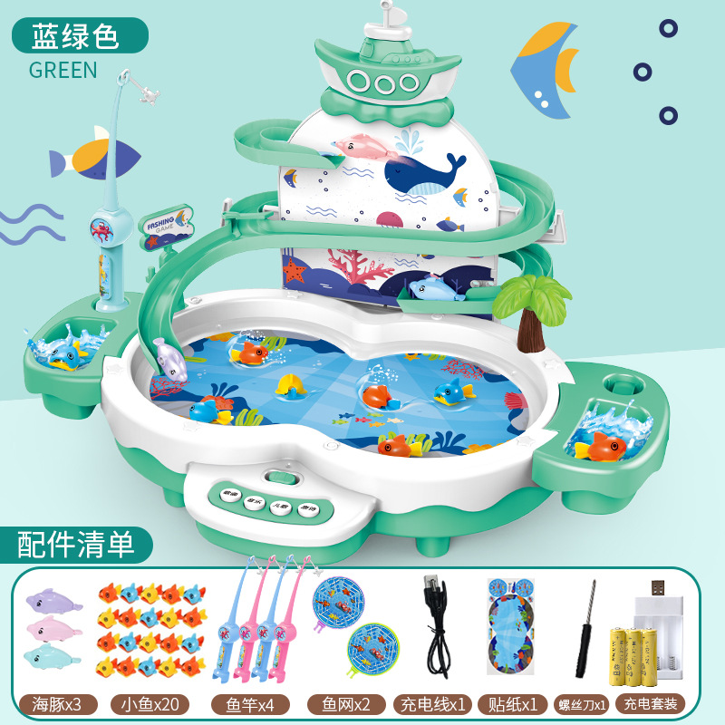 Children's Multifunctional Suspension Fishing Table Toy Magnetic Fishing Plate Electric Fishing Toy Boys and Girls Desktop Game