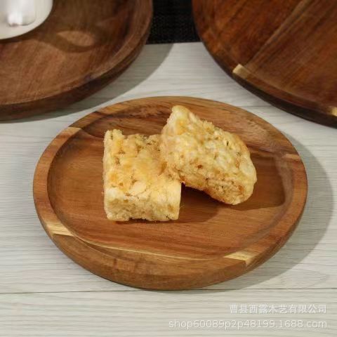 Acacia Wood Pallet Wooden Plate round Wooden Plate Japanese Tea Tray Dessert Plate Snack Cake Plate Breakfast Plate