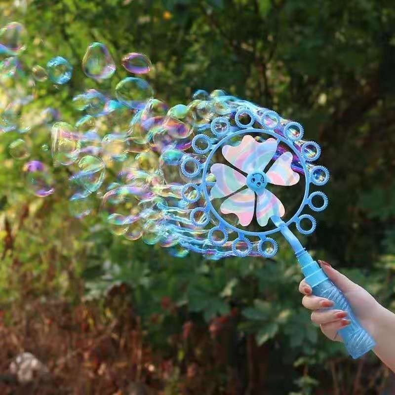 风车泡泡机儿童玩具夏季公园热卖泡泡棒吹泡泡器七彩泡泡风车批发