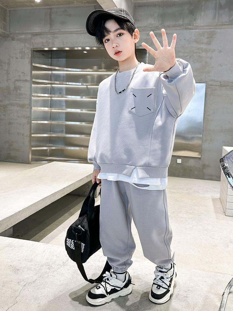 Huzhou Children's Clothing Boys' Spring Sweater Suit 2024 New Medium and Big Children Boys' Spring and Autumn Children's Sports Two-Piece Suit Baby Clothes