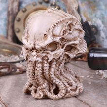 跨境新品Cthulhu Skull克苏鲁神话雕像克苏鲁骷髅头树脂摆件章鱼