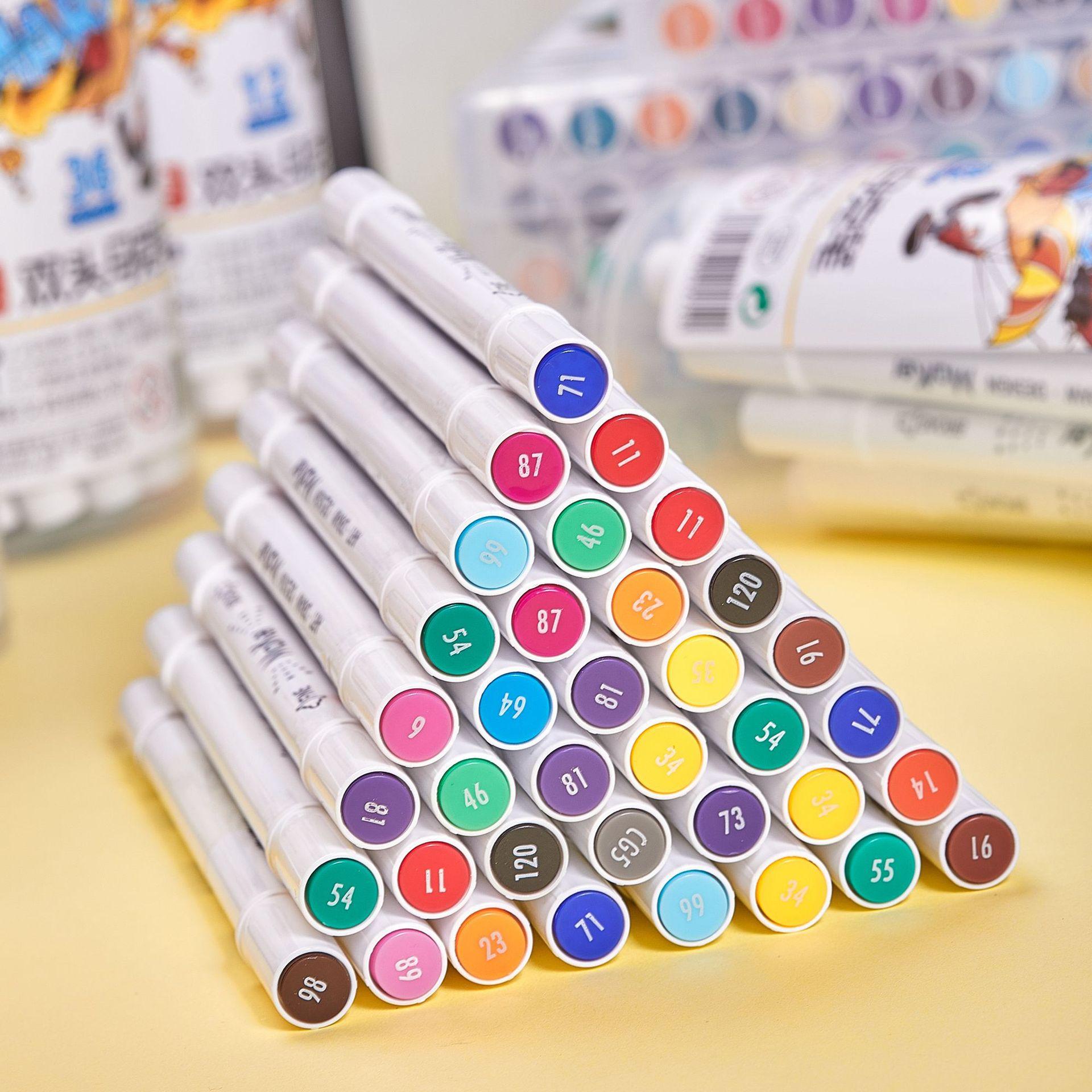 需购2022春掌握508酒精马克笔双头油性四方形笔杆绘图笔盒装120色招商