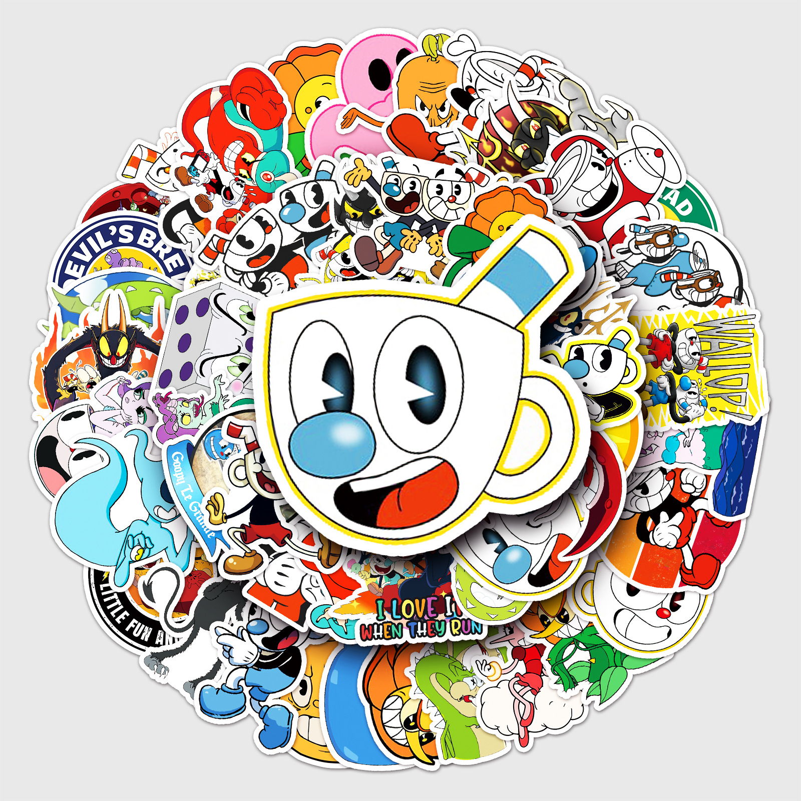 50张米老鼠涂鸦贴纸跨境卡通动画贴纸diy滑板手机行李箱贴纸防水