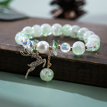 时尚爆花晶镶钻吊坠手链七彩水晶流苏球手串景区热销饰品直播代发