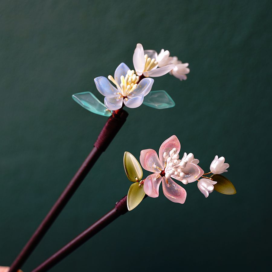 簪花录新款原创设计玉兰花发簪女 步摇流苏簪子古风汉服配饰批发