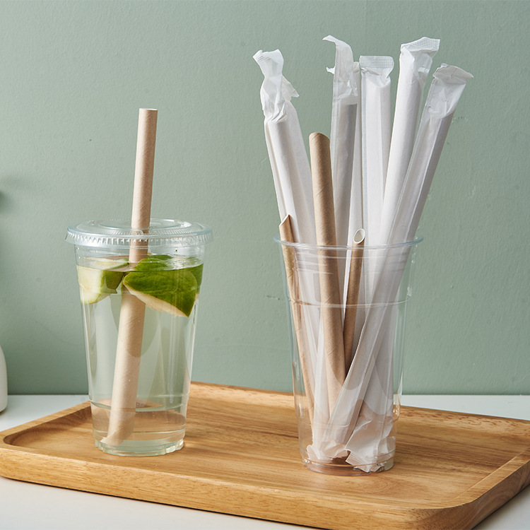 富岭纸吸管可降解珍珠奶茶饮料粗加厚一次性可降解牛皮纸吸管