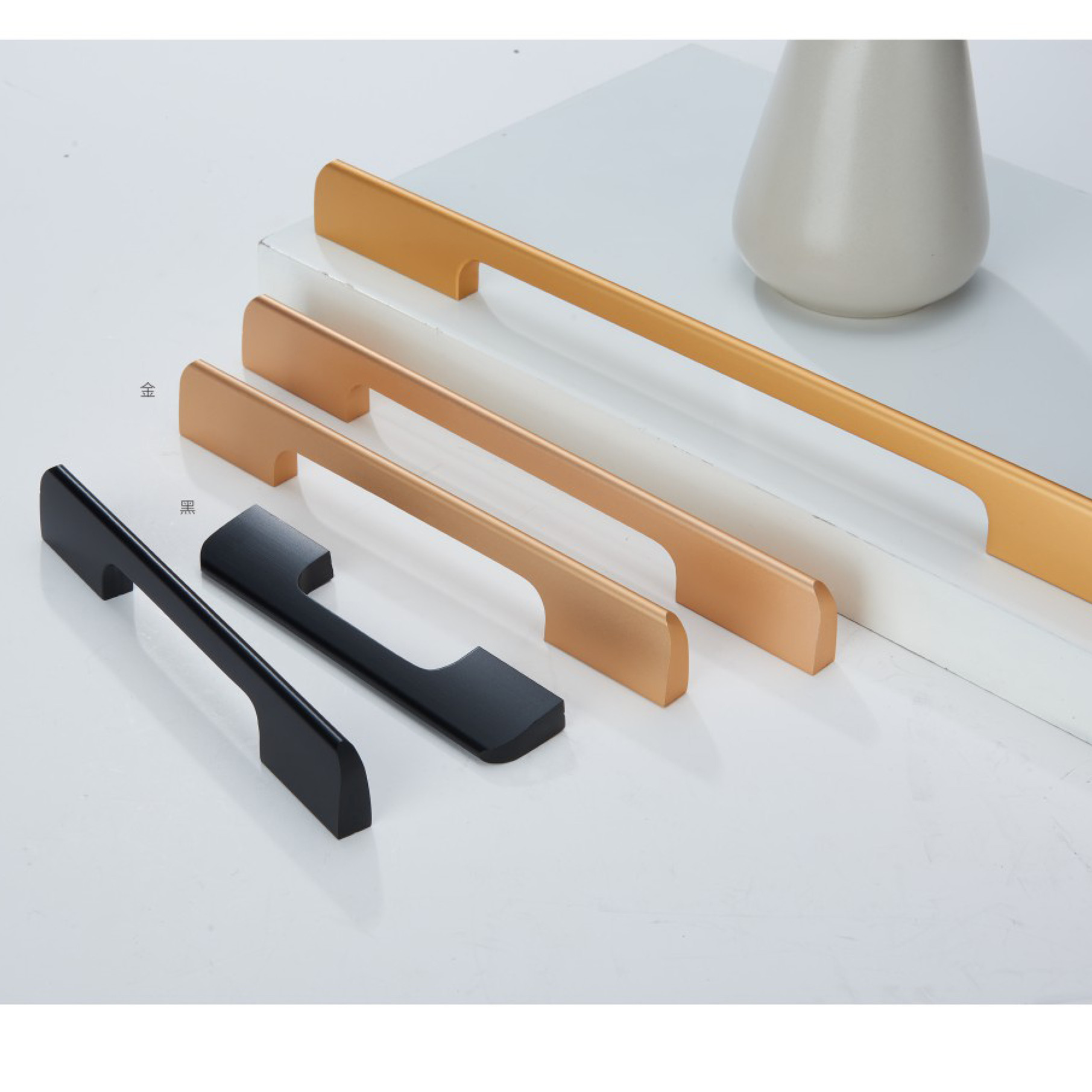 温州五金配件中式拉手衣橱 黑色金色铝合金g型拉手 衣柜柜门把手