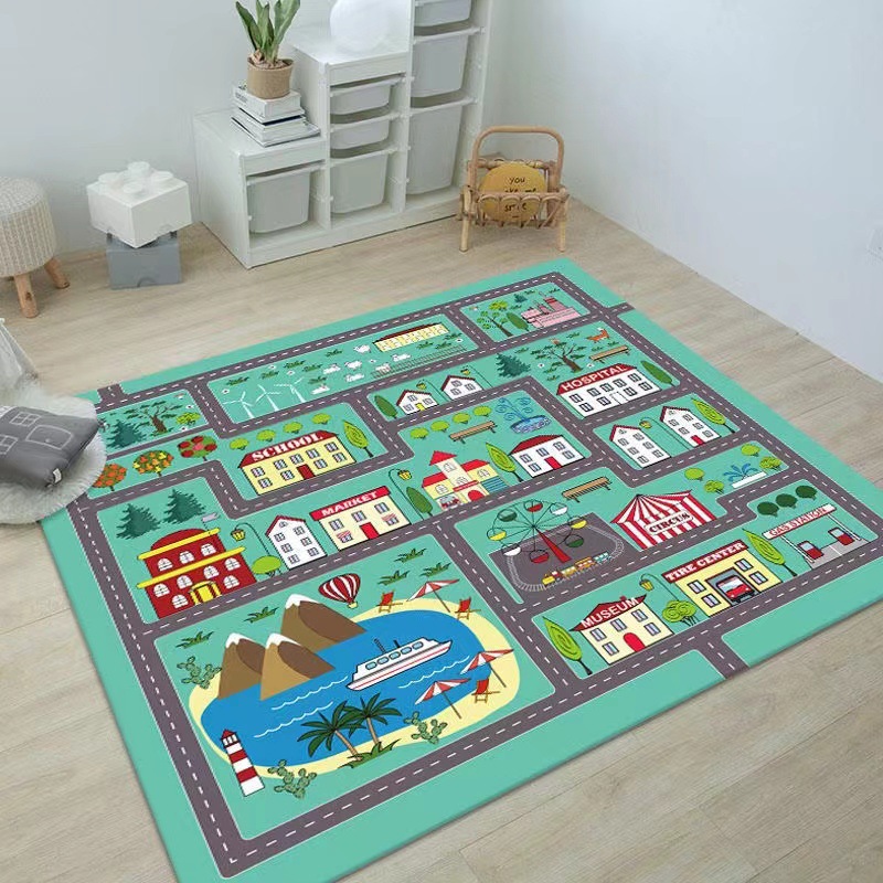 Children's Crawling Carpet City Traffic Scene Map Toy Blankets Road Track Parking Lot Floor Mat One Piece Dropshipping