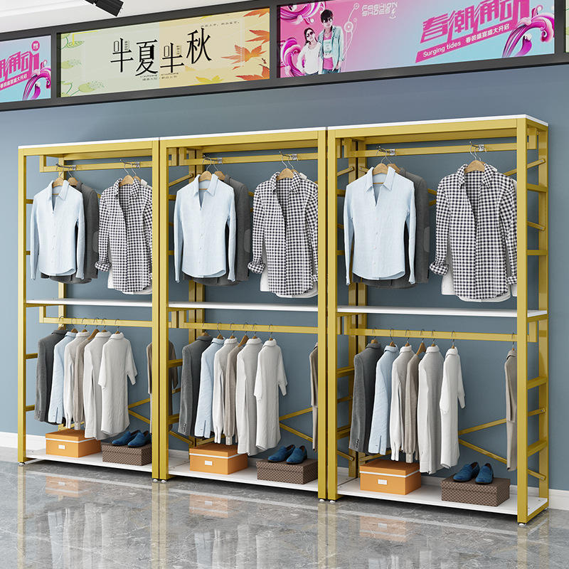 服装店衣帽架批发男女装多层落地式展示架西服婚纱双层简易挂衣架