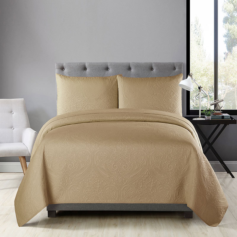 Cross-Border Bedding Solid Color Quilt Quiltedtextiles Three-Piece Ultrasonic Embossing Summer Air Conditioning Duvet Four Seasons Universal