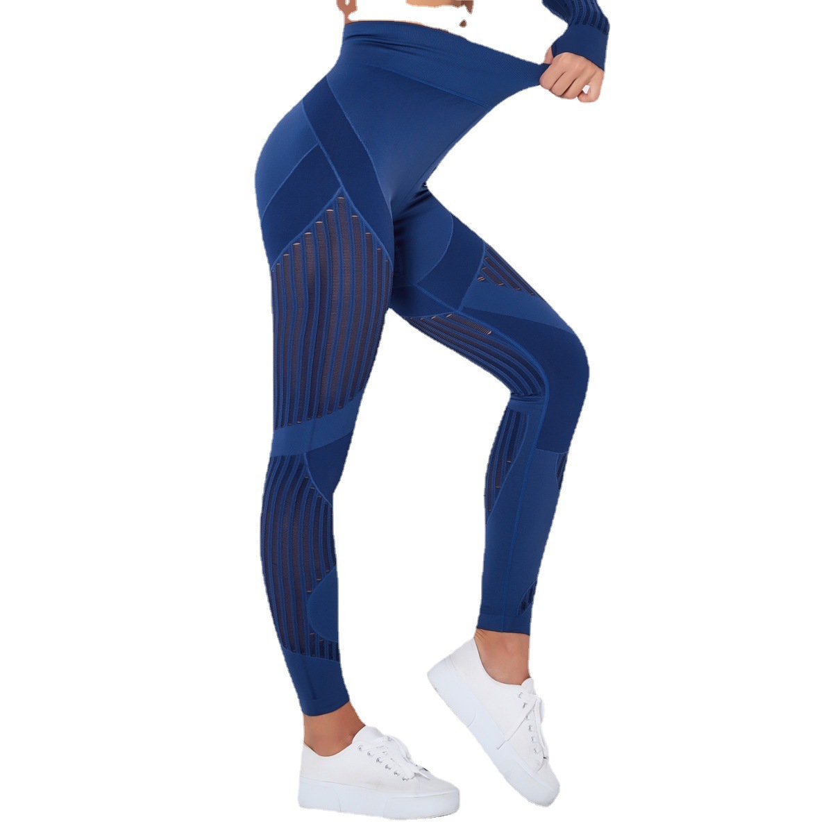 Cross-Border New Arrival Seamless Knitting Quick-Drying Hollow-out Yoga Pants High Waist Hip Lift Tight Sports Yoga Pants in Stock