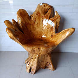 大型根雕凳子靠背椅原木主人椅木头凳实木树根转椅子树桩