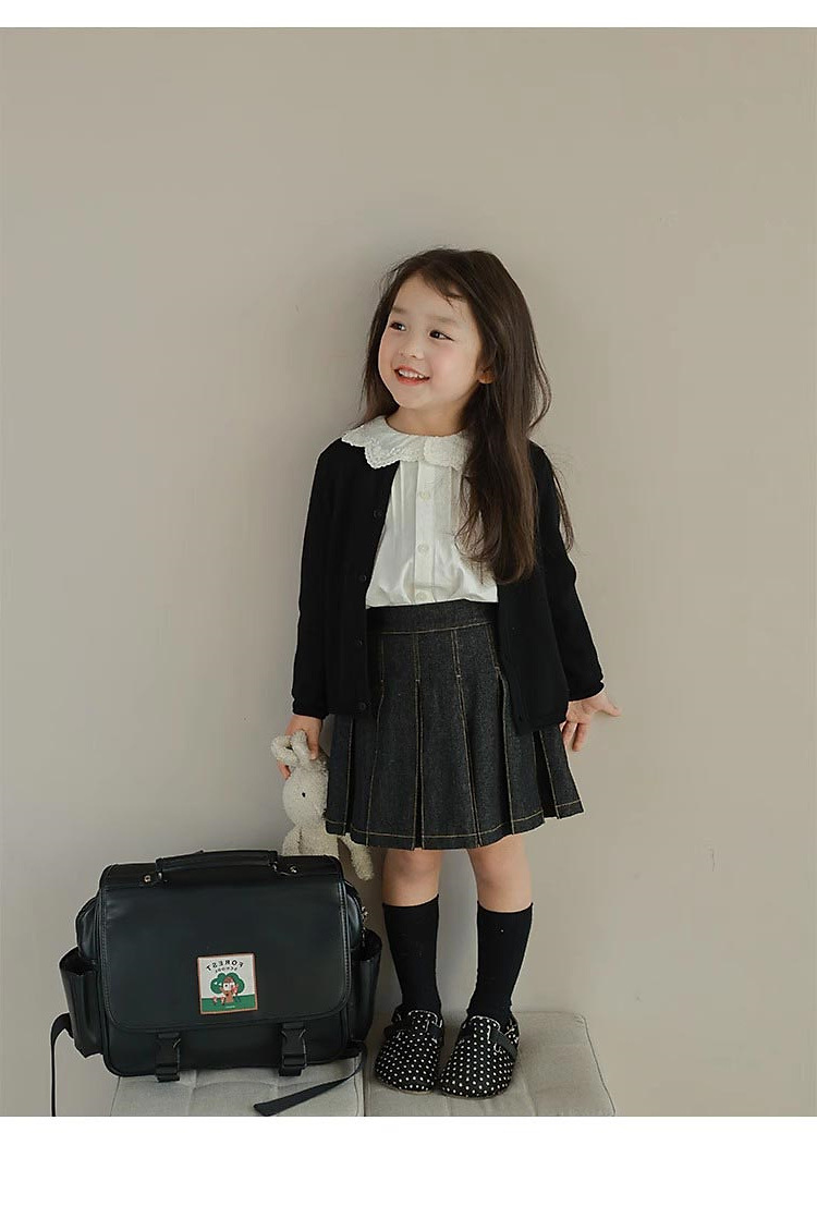 Girls curled solid color sweater cardigan autumn new children's fashion all-match casual cardigan