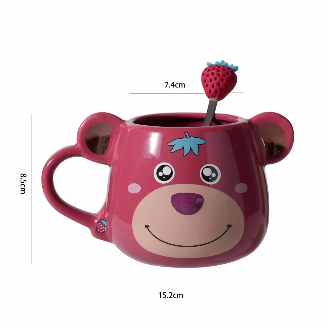 Strawberry Bear Ceramic Cup Cartoon Mug Children Cute Girl Cute Ceramic Cup Gift Cup Wholesale