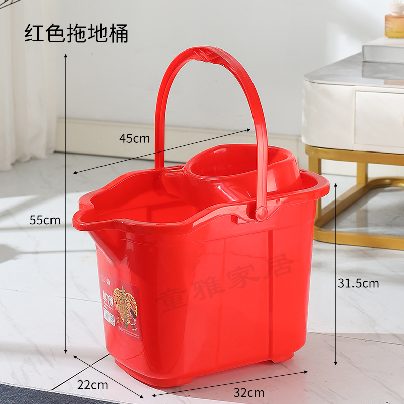 Household Mop Bucket Thick Portable Mop Bucket Large Capacity Floor Mop Bucket Pulley Dehydration Cleaning Bucket in Stock Wholesale