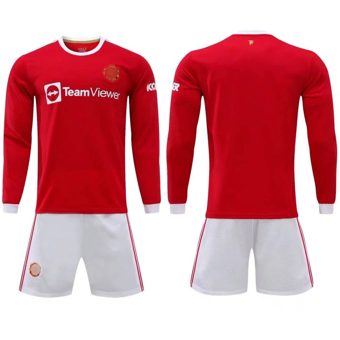 21-22曼联主场球衣c罗长袖足球服套装男足球队服印字比赛训练团购