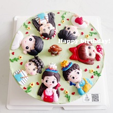 儿童生日蛋糕装饰软陶人偶插件男孩女孩小熊头派对甜品台装扮摆件
