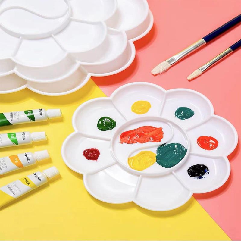 美术用品调色盘梅花造型颜料调色碟美术绘画盘儿童diy涂鸦工具
