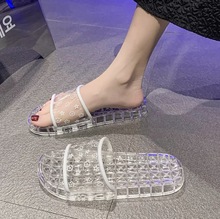 高档透明水晶拖鞋夏季居家女浴室洗澡防臭家居防滑软底时尚水晶鞋