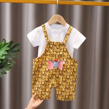 童装夏装男宝宝背带裤夏季短袖套装一二三岁婴幼儿衣服两件套批发
