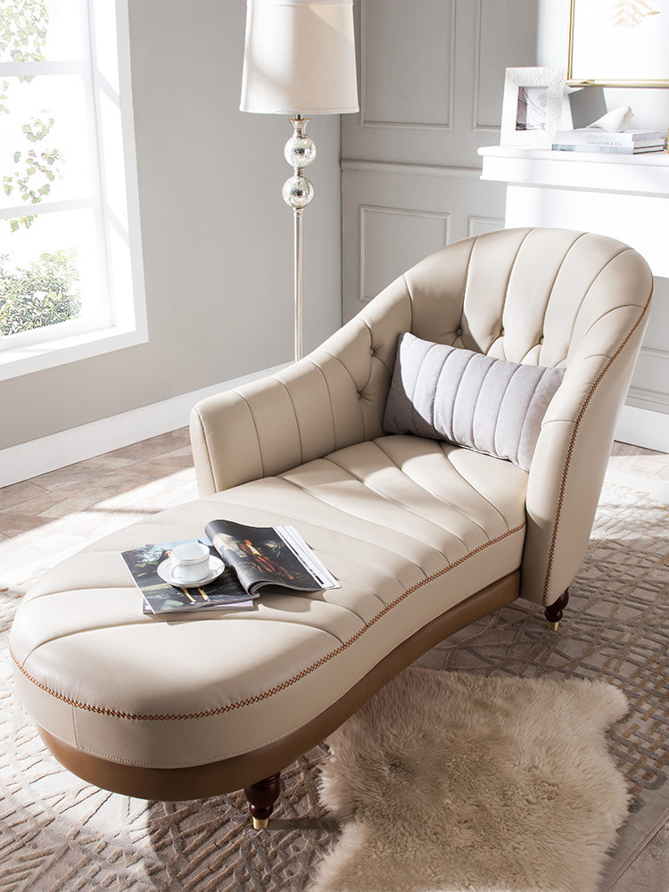 欧式贵妃椅实木单人美人榻卧室阳台小户型轻奢现代懒人沙发