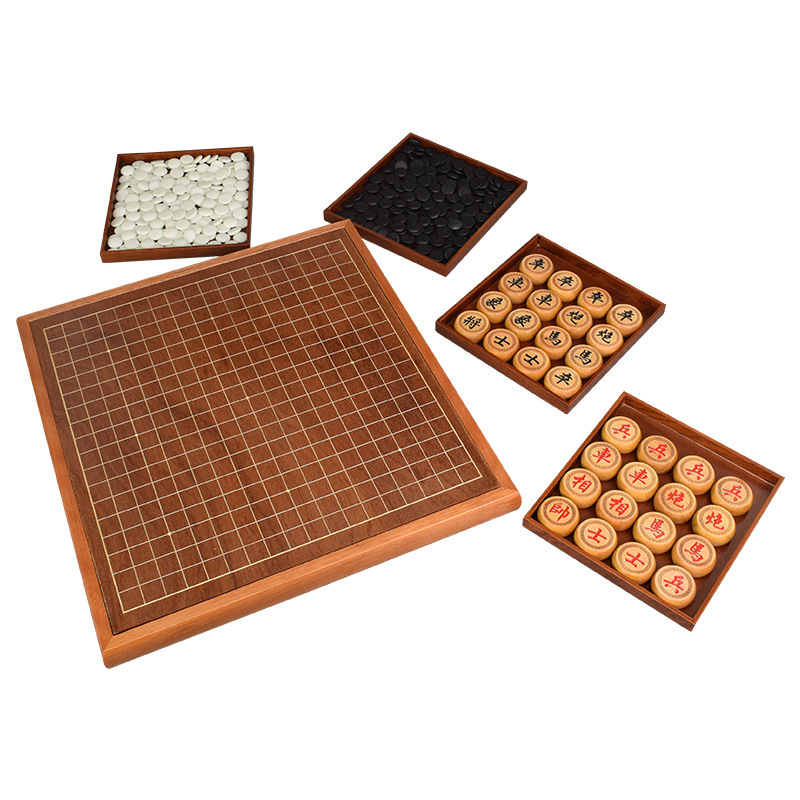 围棋棋盘套装实木围棋象棋双面棋盘木质儿童初学两用棋盘家用