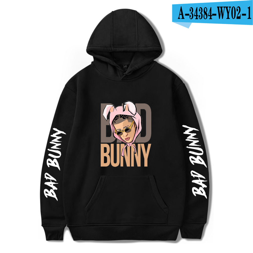 badbunny坏痞兔 有趣的兔子欧美潮印花加绒连帽卫衣保暖男女卫衣