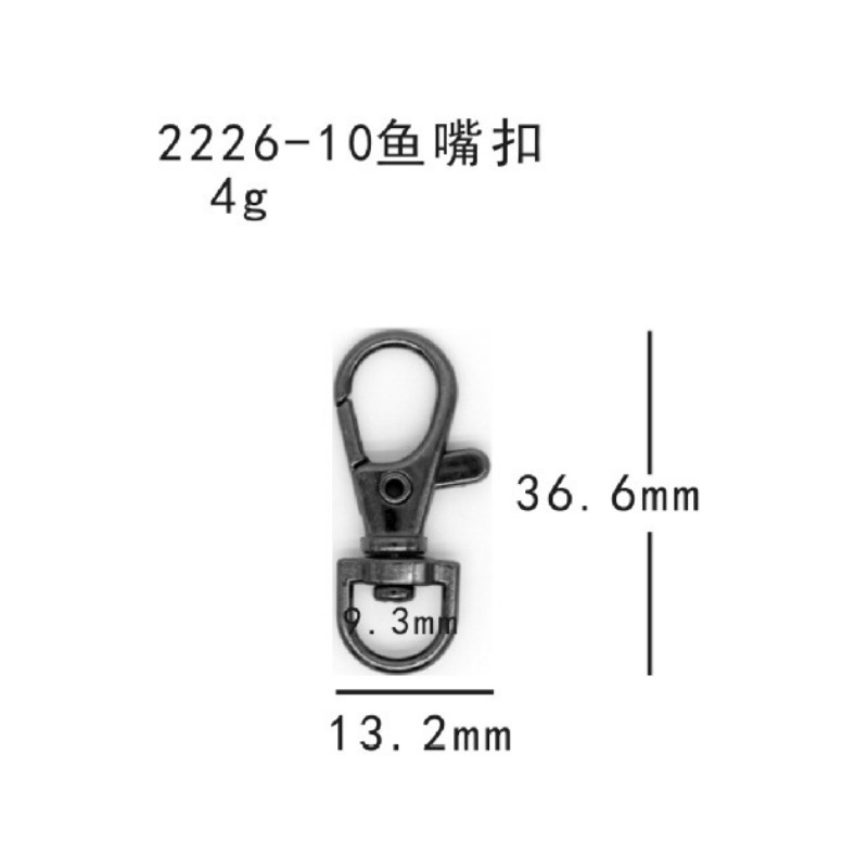 Factory Supply 2226 Series Fish Mouth Buckle Snap Hook Metal Keychains Hardware Luggage Accessories Rotating Hooks