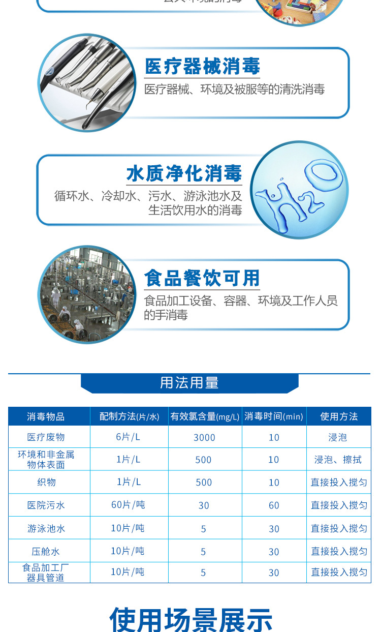 万福金安消毒片100片装泳池地板含氯泡腾片宠物家用84漂白消毒片