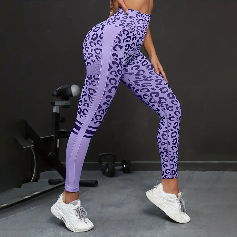 Summer New Tight Seamless High Waist Leopard Print Yoga Pants Women's Outer Wear Running Training Fitness Exercise