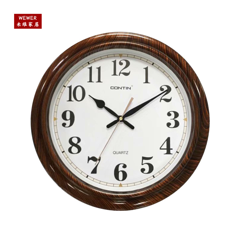 Kangtian round Wall Clock Three-Dimensional Words Clear Simple White Background Mute Living Room Home Fashion Wall Clock Factory Direct Supply