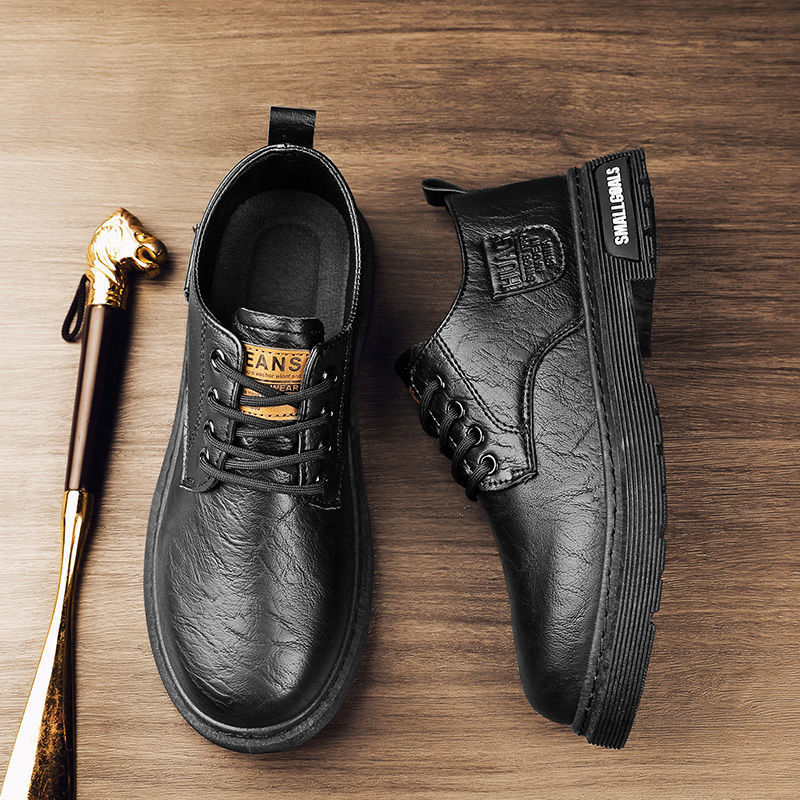 皮鞋男士2024新款秋季透气百搭商务休闲办公室增高英伦风黑色男鞋
