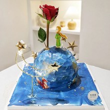 玫瑰小王子蛋糕装饰摆件 情侣恋人鲜花情人节纪念日520烘焙插件